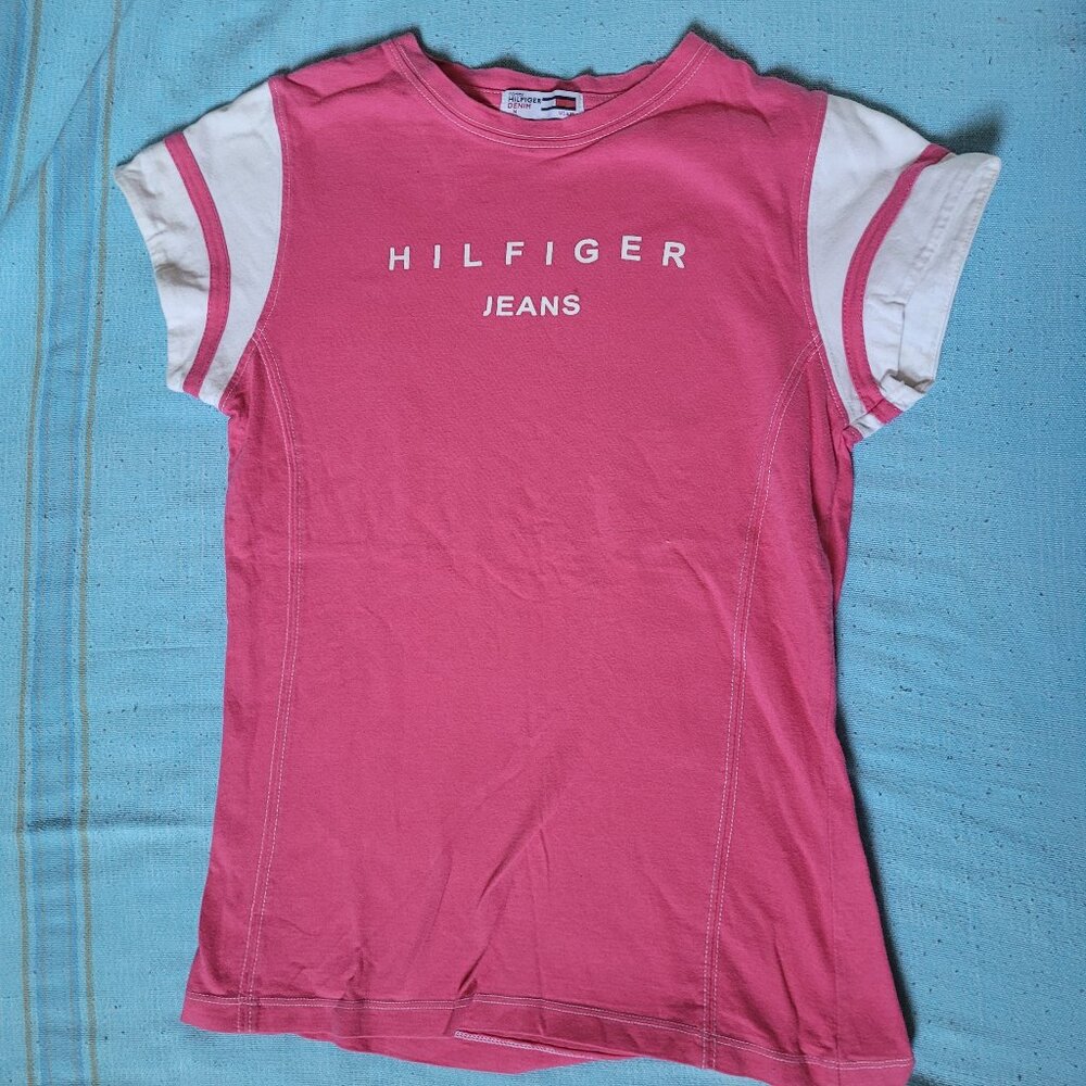 Vintage Tommy Hilfiger Denim - Pink T-Shirt, Small / Extra Small